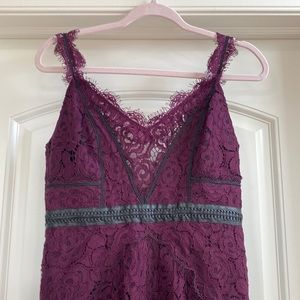 Free people burgundy lace dress full length size 6